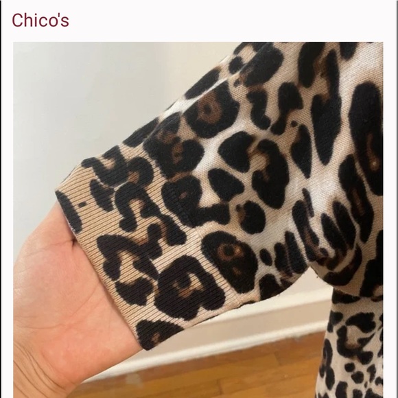 Chico’s Leopard short sleeve sweater - Picture 4 of 7
